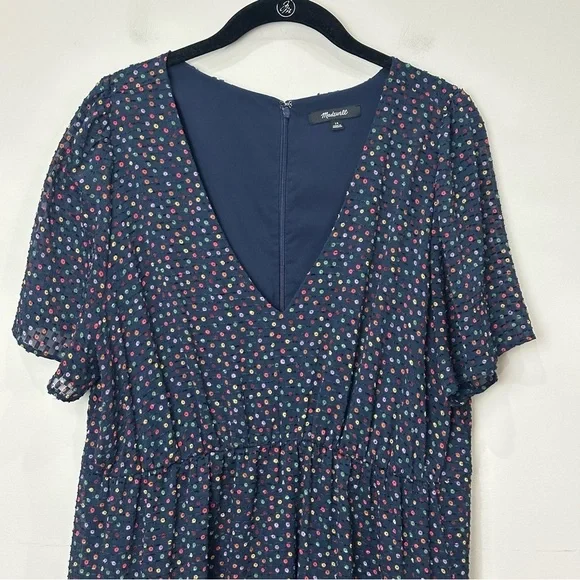 Madewell Flutter Sleeve Navy Sugar Dot Dress - Picture 5 of 8